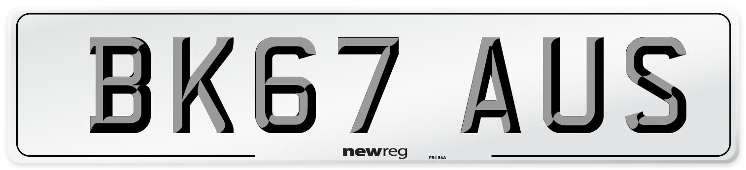 BK67 AUS Number Plate from New Reg